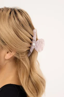 Shell Pearl Hair Claw Clip Pink