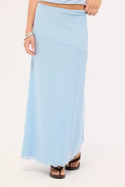 Shimmer Asymmetrical Midi Skirt Blue