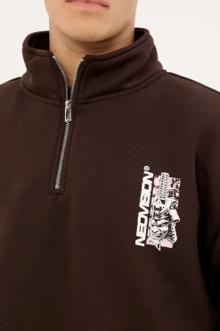 Shogun Elastic Quarter Zip Crew Coffee Brown