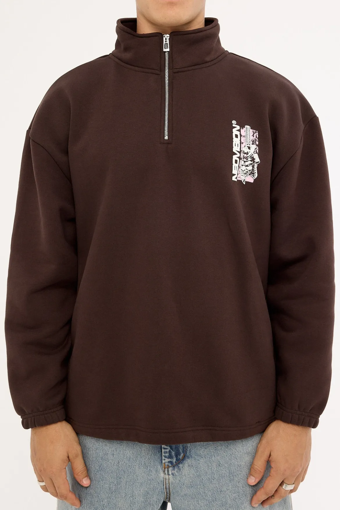 Shogun Elastic Quarter Zip Crew Coffee Brown