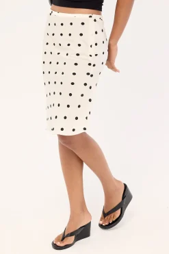 Shoreline Midi Skirt Cream Polka