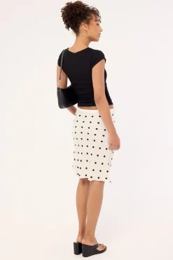Shoreline Midi Skirt Cream Polka