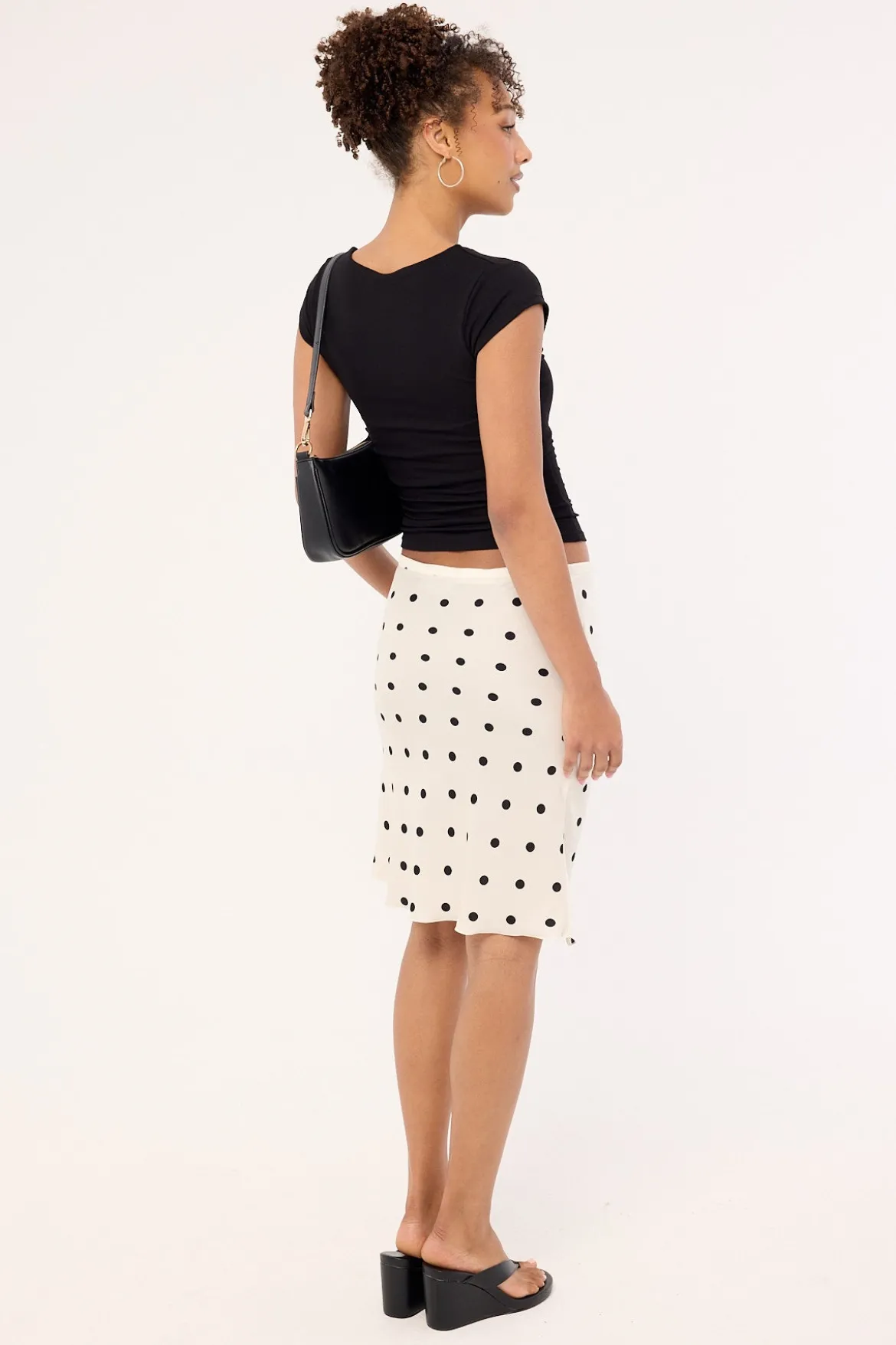 Shoreline Midi Skirt Cream Polka