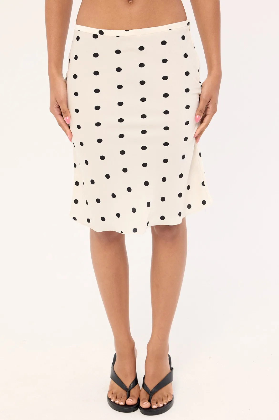 Shoreline Midi Skirt Cream Polka