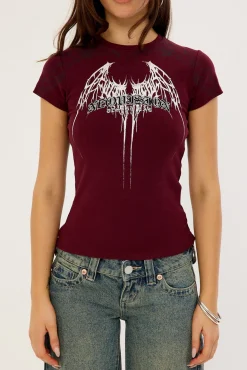 Shroud Lace Back Baby Tee Burgundy