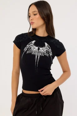 Shroud Lace Back Baby Tee Black