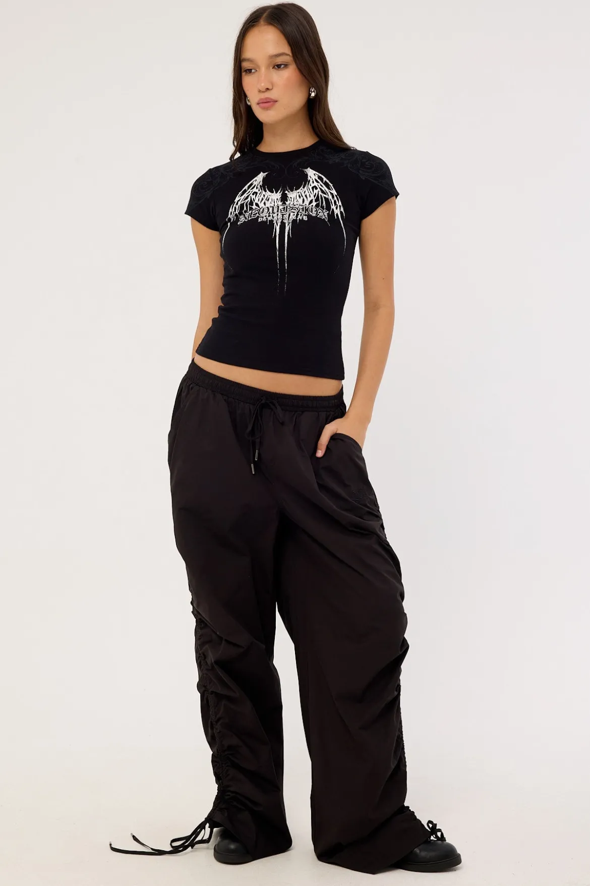 Shroud Lace Back Baby Tee Black