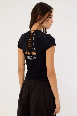 Shroud Lace Back Baby Tee Black