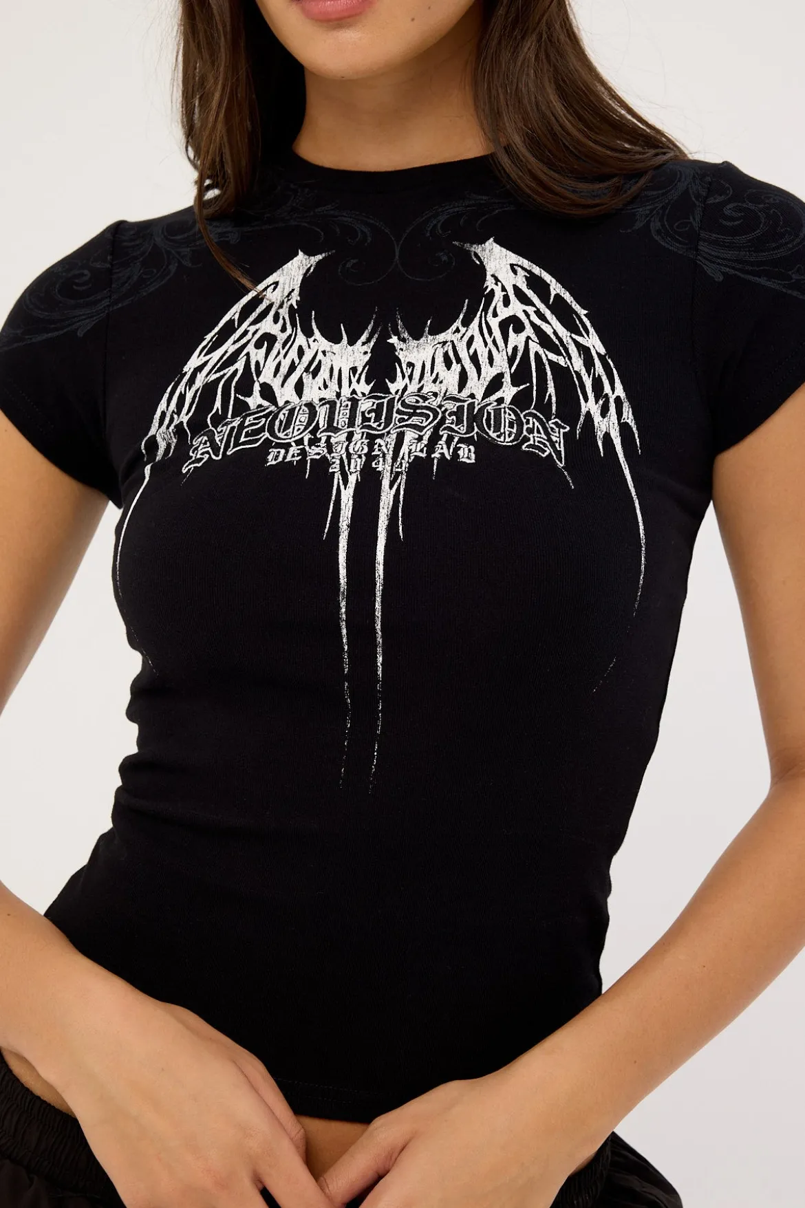 Shroud Lace Back Baby Tee Black