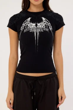Shroud Lace Back Baby Tee Black