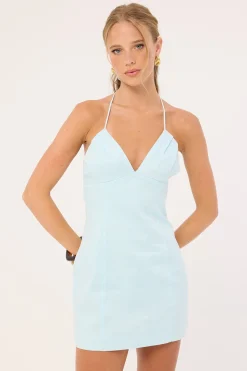 Sia Linen Mini Dress Blue