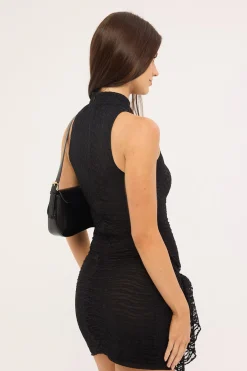 Sian Stretch Lace Mini Dress Black