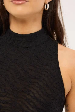 Sian Stretch Lace Mini Dress Black