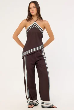Sicily Mid Rise Pants Brown Stripe