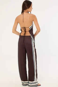 Sicily Mid Rise Pants Brown Stripe