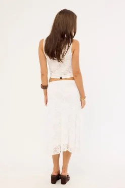 Sienna Lace Midi Skirt White