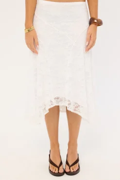 Sienna Lace Midi Skirt White