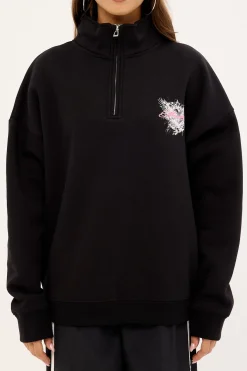 Skarla Relaxed Quarter Zip Crew Black