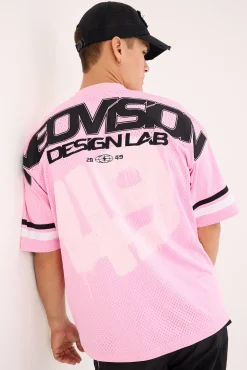Sketched V Neck Jersey Pink
