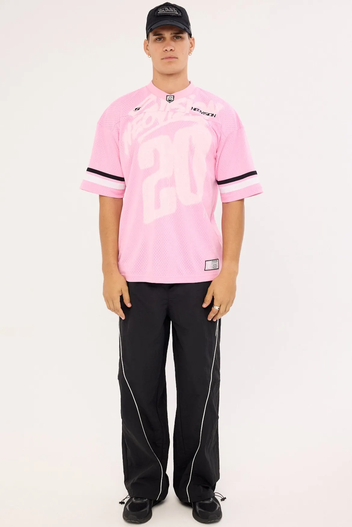 Sketched V Neck Jersey Pink