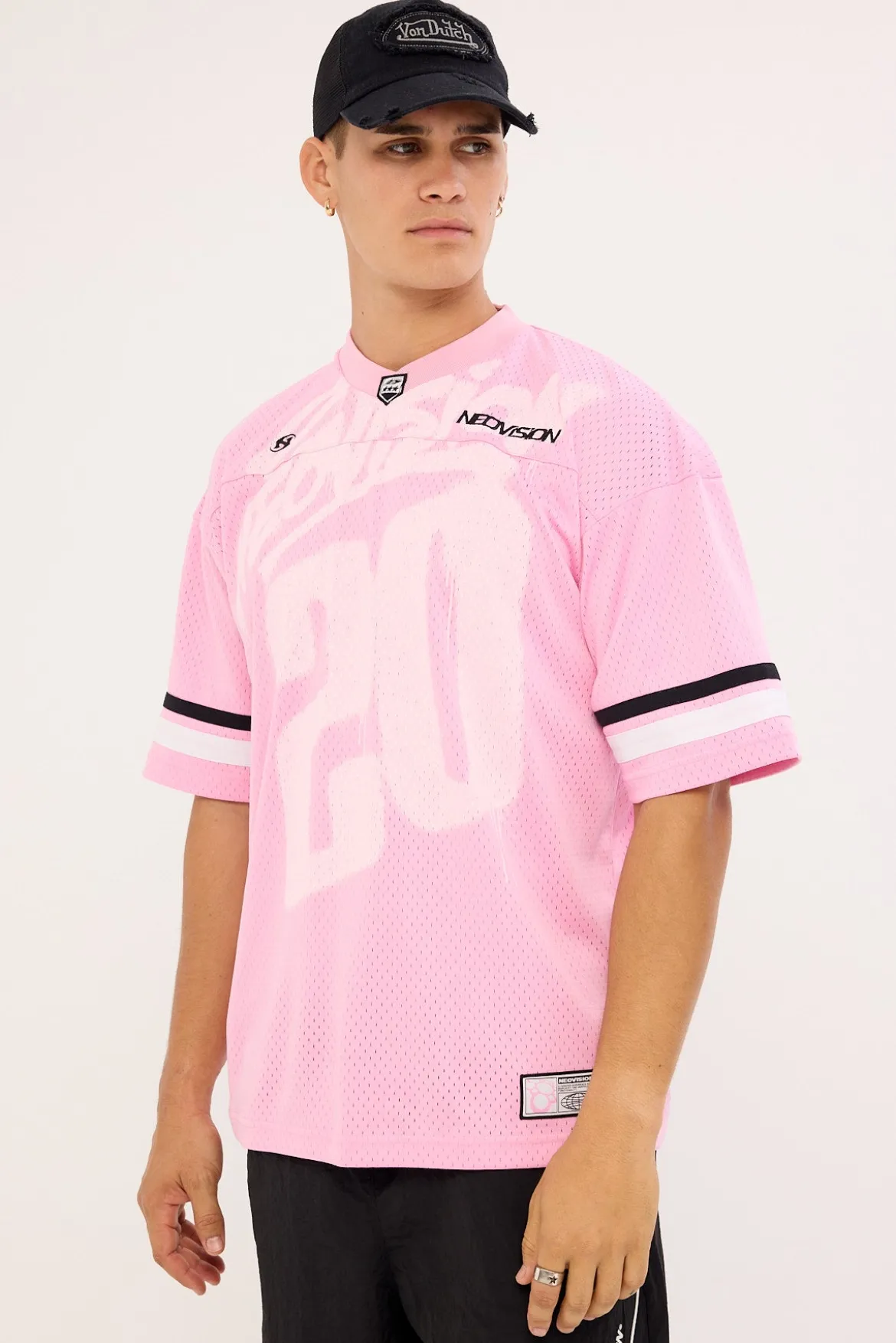 Sketched V Neck Jersey Pink