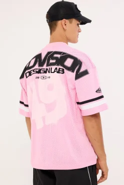 Sketched V Neck Jersey Pink