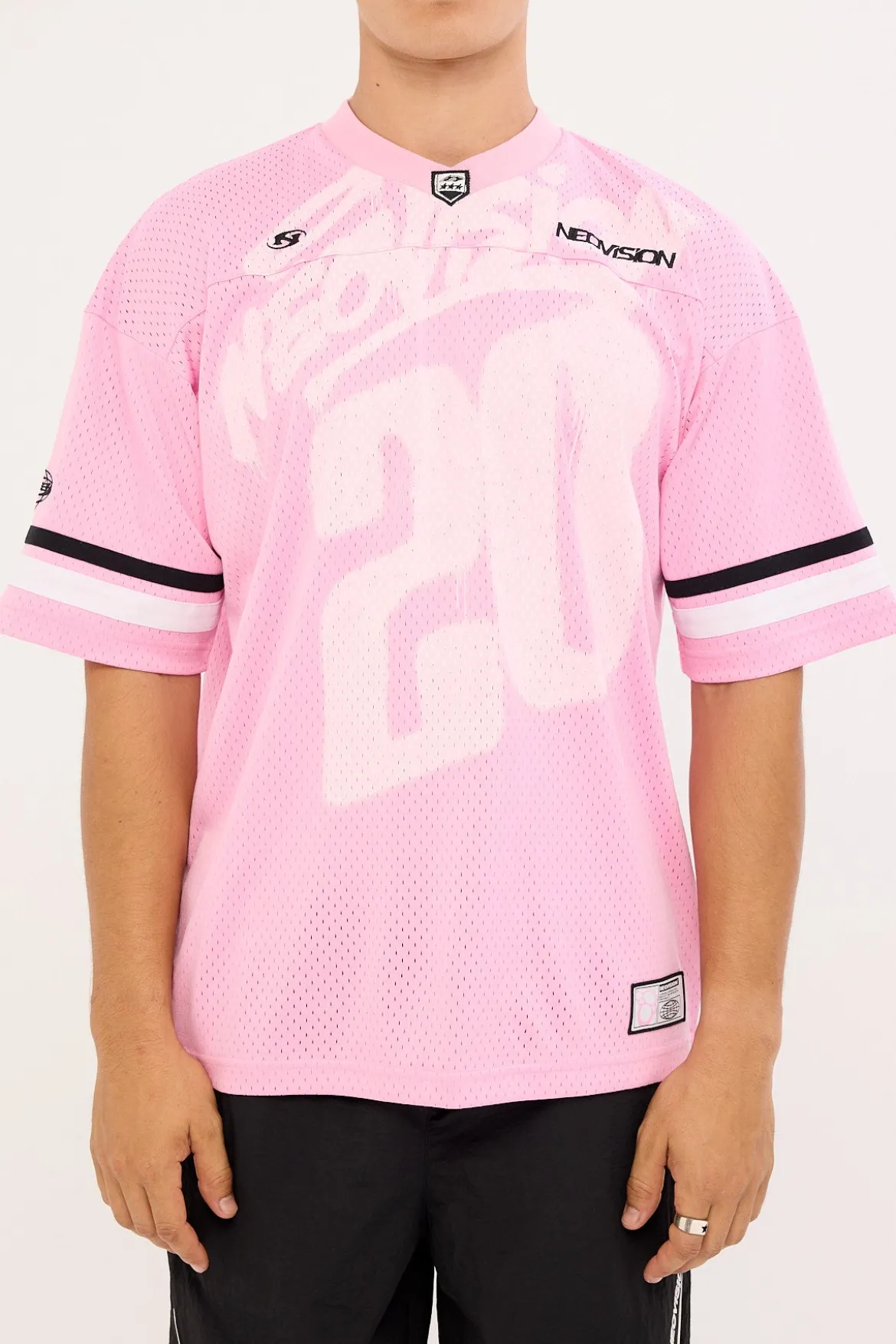 Sketched V Neck Jersey Pink