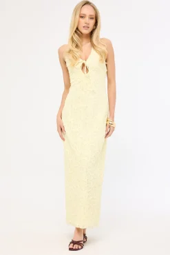 Skye Halter Midi Dress Lemon