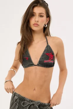 Skyline Tie Bralette Washed Black