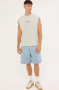 Slant Muscle Tank Grey