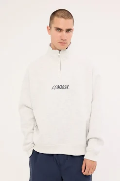 Slant Quarter Zip Sweater Snow Marle