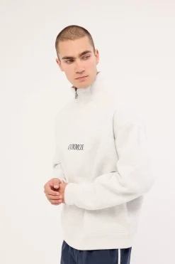 Slant Quarter Zip Sweater Snow Marle