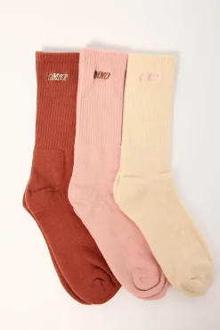 Slant Sock 3 Pack Rust/Pink/Sand