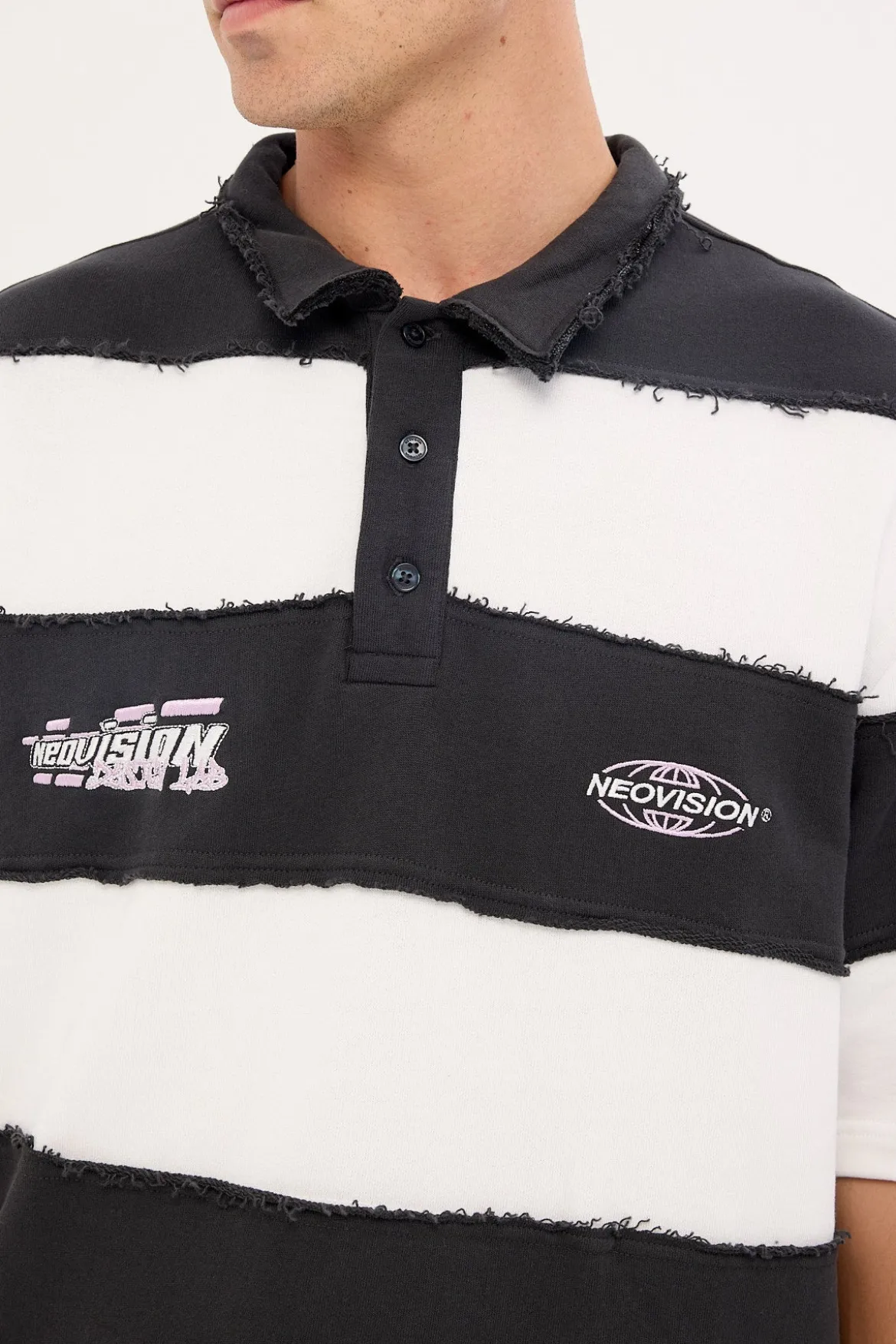 Slash Short Sleeve Oversize Polo Black/White