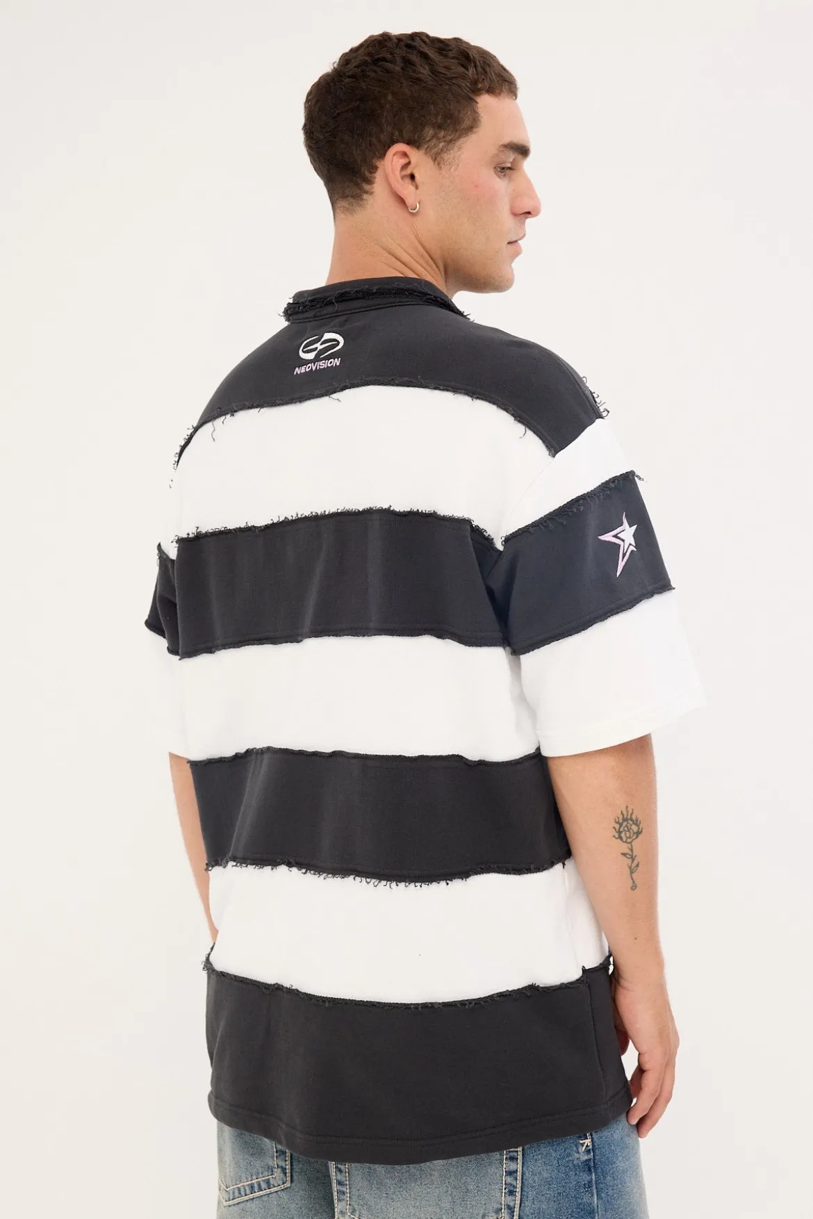 Slash Short Sleeve Oversize Polo Black/White
