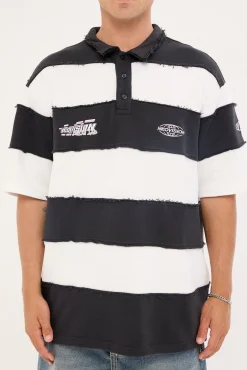 Slash Short Sleeve Oversize Polo Black/White