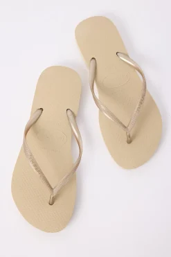 Slim Metallic Thong Sand Grey