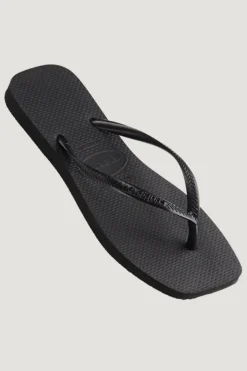 Slim Square Solid Thong Black