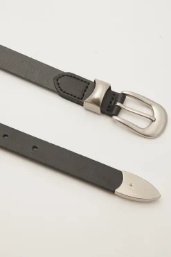 Slim Western Leather Belt Black