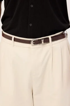 Slim Western Leather Belt Brown