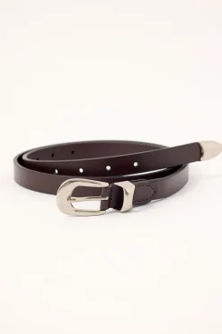 Slim Western Leather Belt Brown
