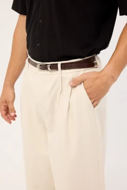 Slim Western Leather Belt Brown