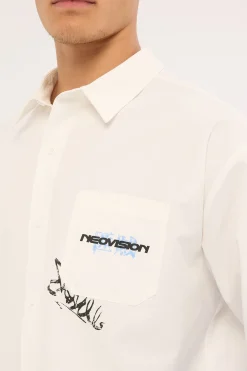 Smudge Cropped Long Sleeve Shirt White