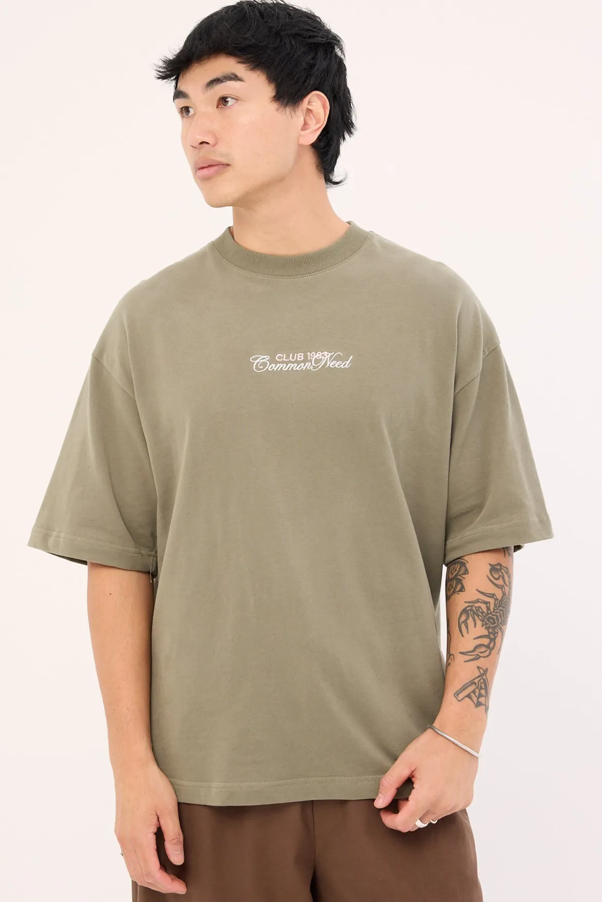 Society Brushed Easy Tee Olive Green