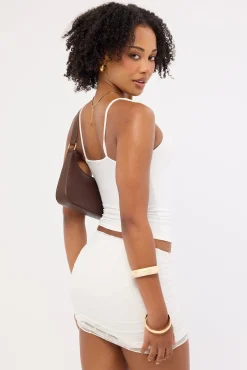 Soho Polka Mesh Mini Skirt White