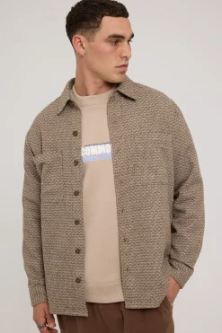 Soho Textured Overshirt Brown Marle