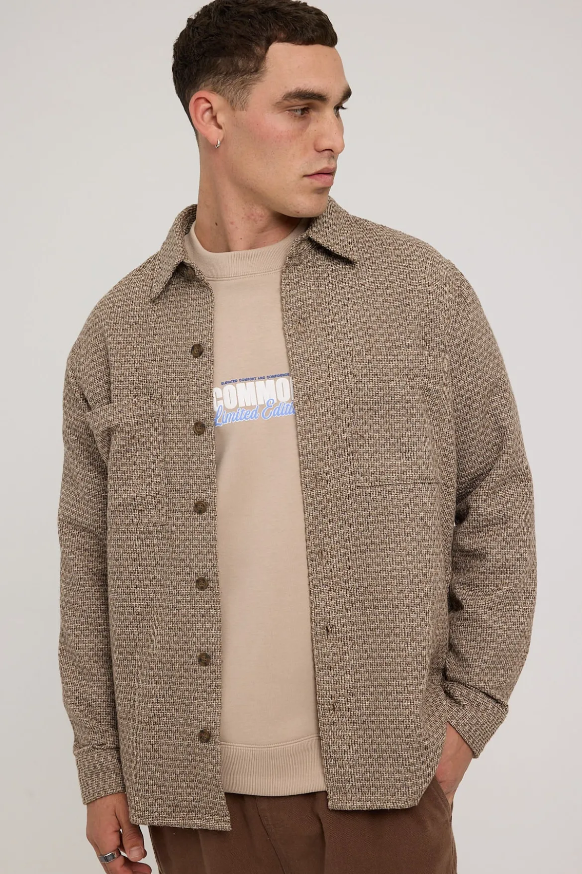 Soho Textured Overshirt Brown Marle