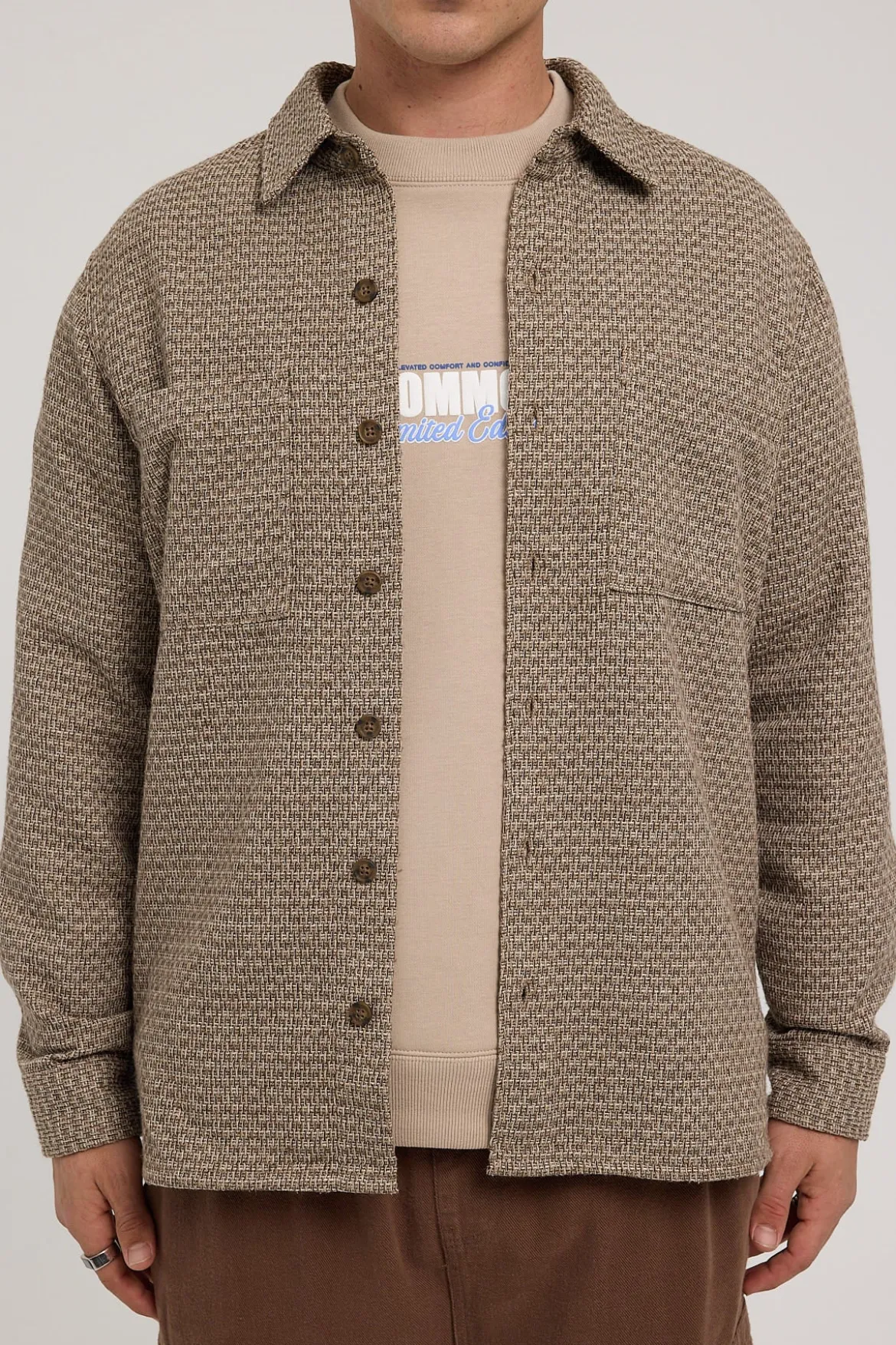 Soho Textured Overshirt Brown Marle