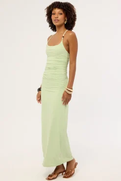 Sol Beaded Midi Dress Pistachio