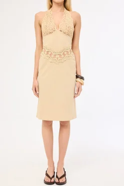 Solana Midi Dress Beige Plaid